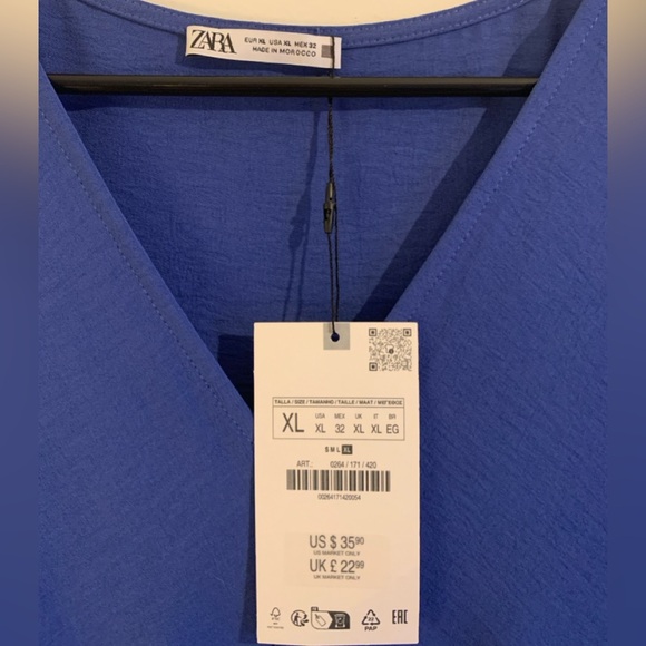 Zara Flowy Gathered Dress in “Bluish” color - Picture 3 of 3